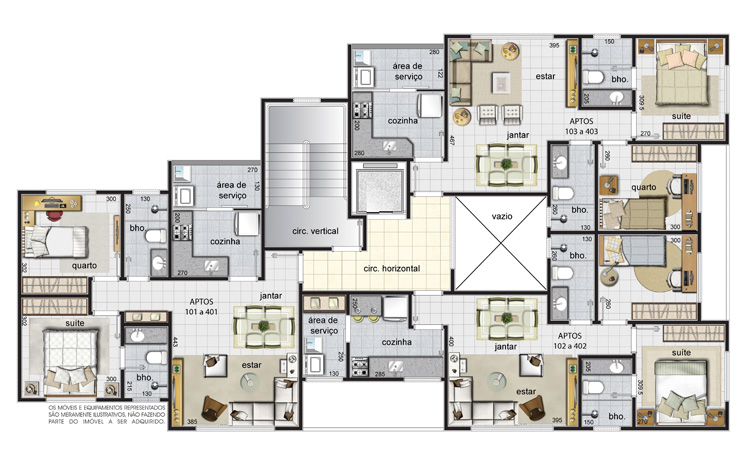 Apartamentos 101 a 401